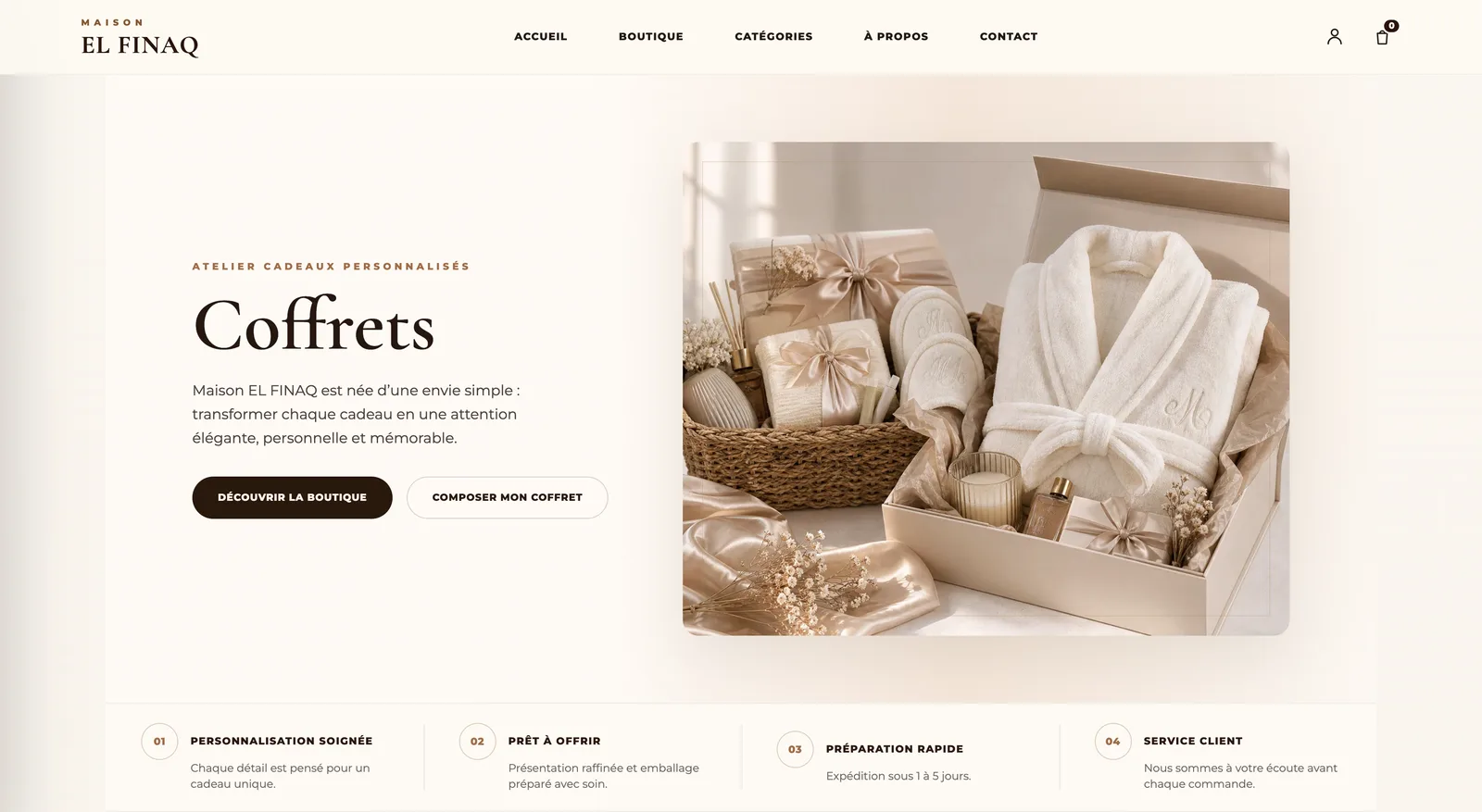 Page d'accueil du site Maison El Finâq