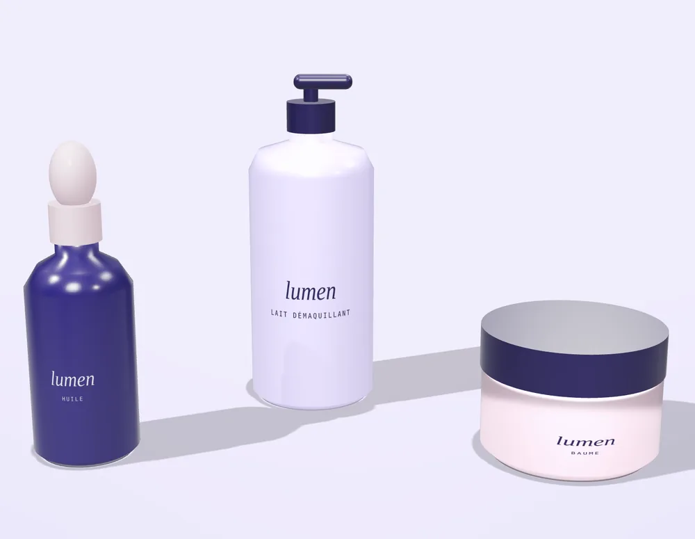 Lait démaquillant, baume et huile lumen